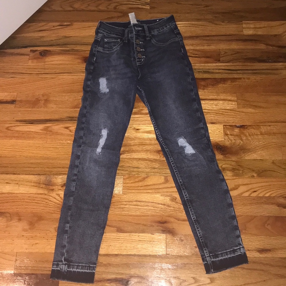 These jeans are ripped high wasted denim jeans!